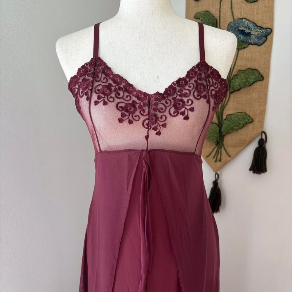 Burgundy Lace Flowy Slip Dress